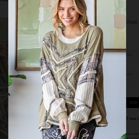 Oli and Hali “ San Juan” Oli & Hali Mixed Fabric Star Patch Top SR25 - Picture 3 of 7